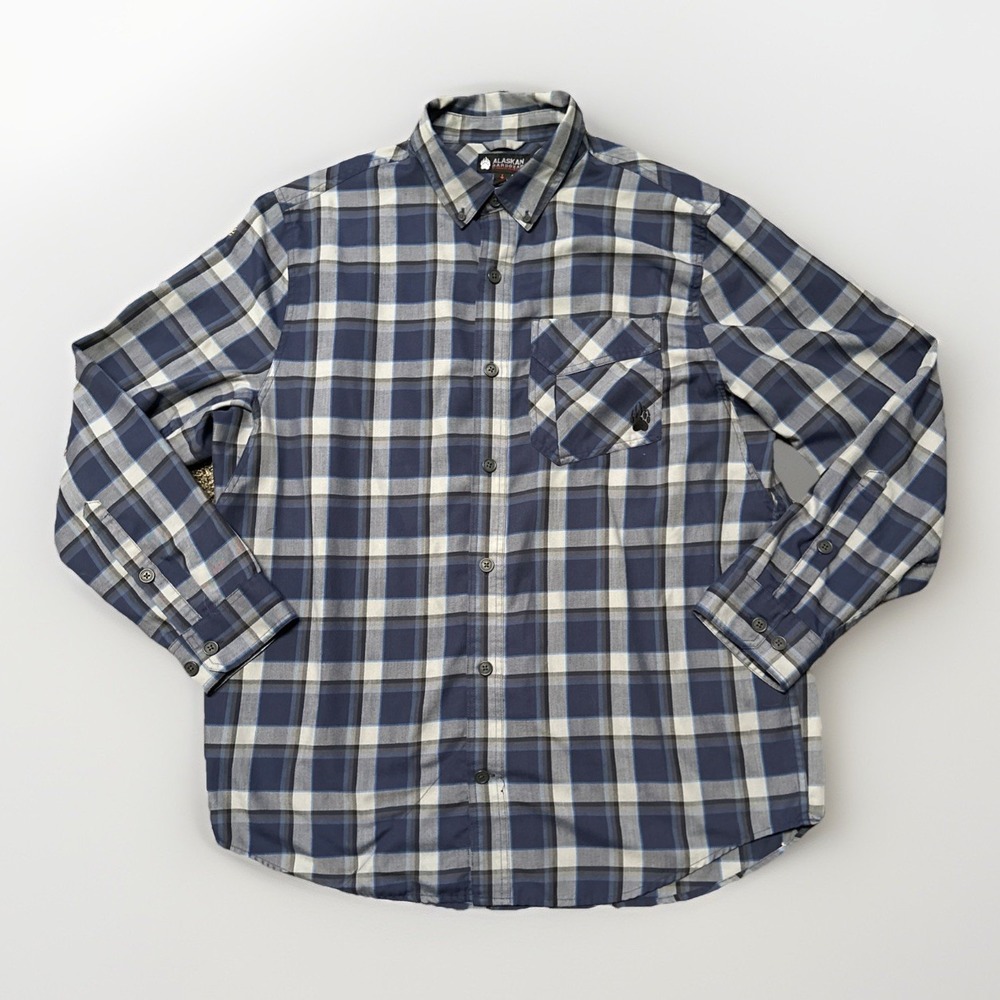 DULUTH Slim Fit Wool Blend Shirt BLUE Plaid‎ Men's XL Duluth